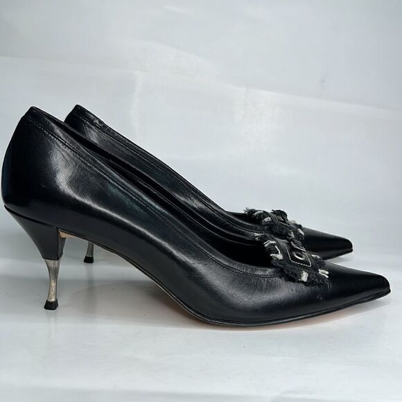 Vero VE Black Leather Pumps with fringe buckle - Picture 2 of 13